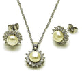 Set de flor con perla en oro laminado alta calidad